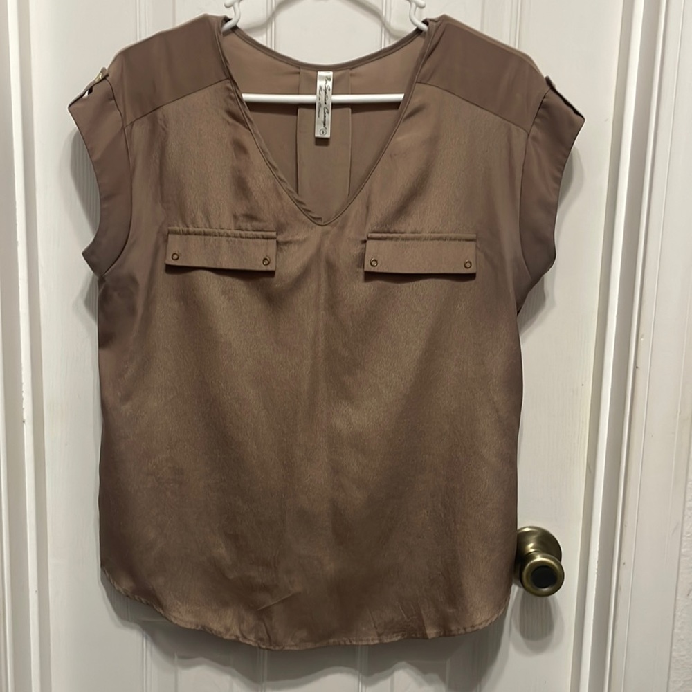 Brown v-neck blouse size S